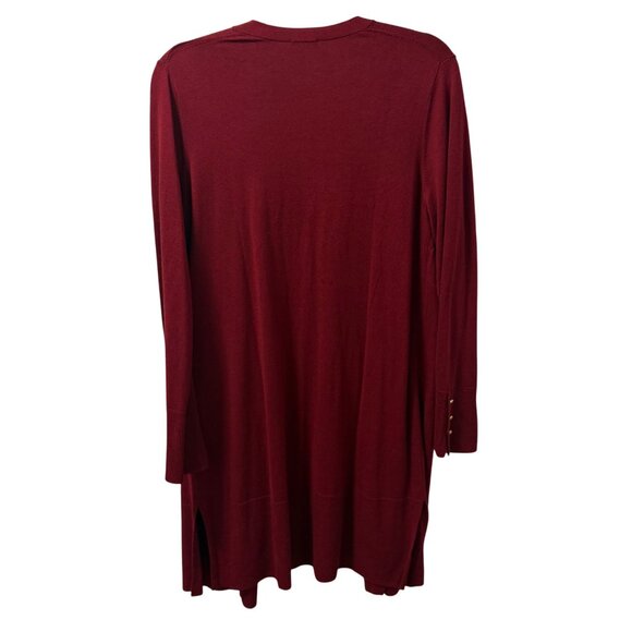 Talbots Long Open Front Burgundy Cardigan Sweater Sz Medium Soft long sweater - Picture 8 of 12